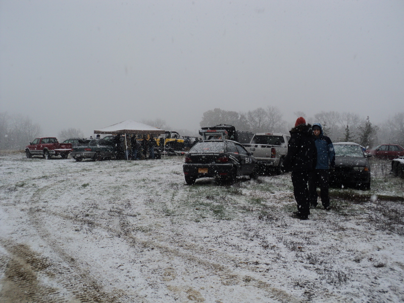 Illustration for article titled Rallycrossing in the snow is basically a mud bog with turns.